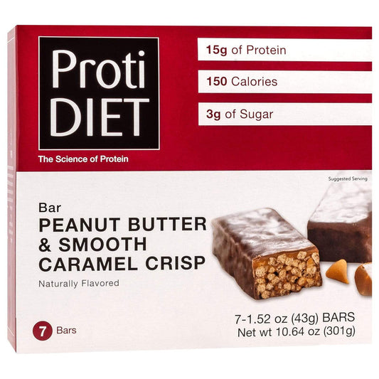 ProtiDiet Peanut Butter and Smooth Caramel Crisp Bar \ 7 Servings Per Box
